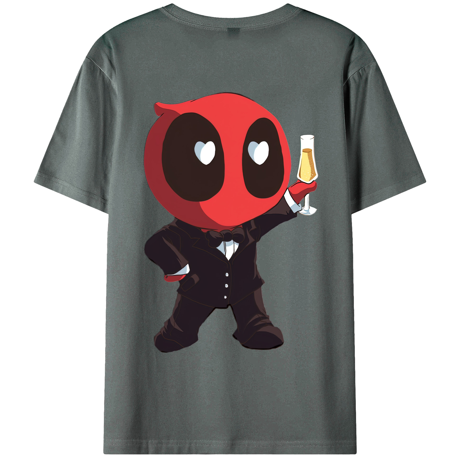 （画像用） Deadpool デッドプール 綿100％ メンズ半袖Tシャツ（バックプリント） 通気性
